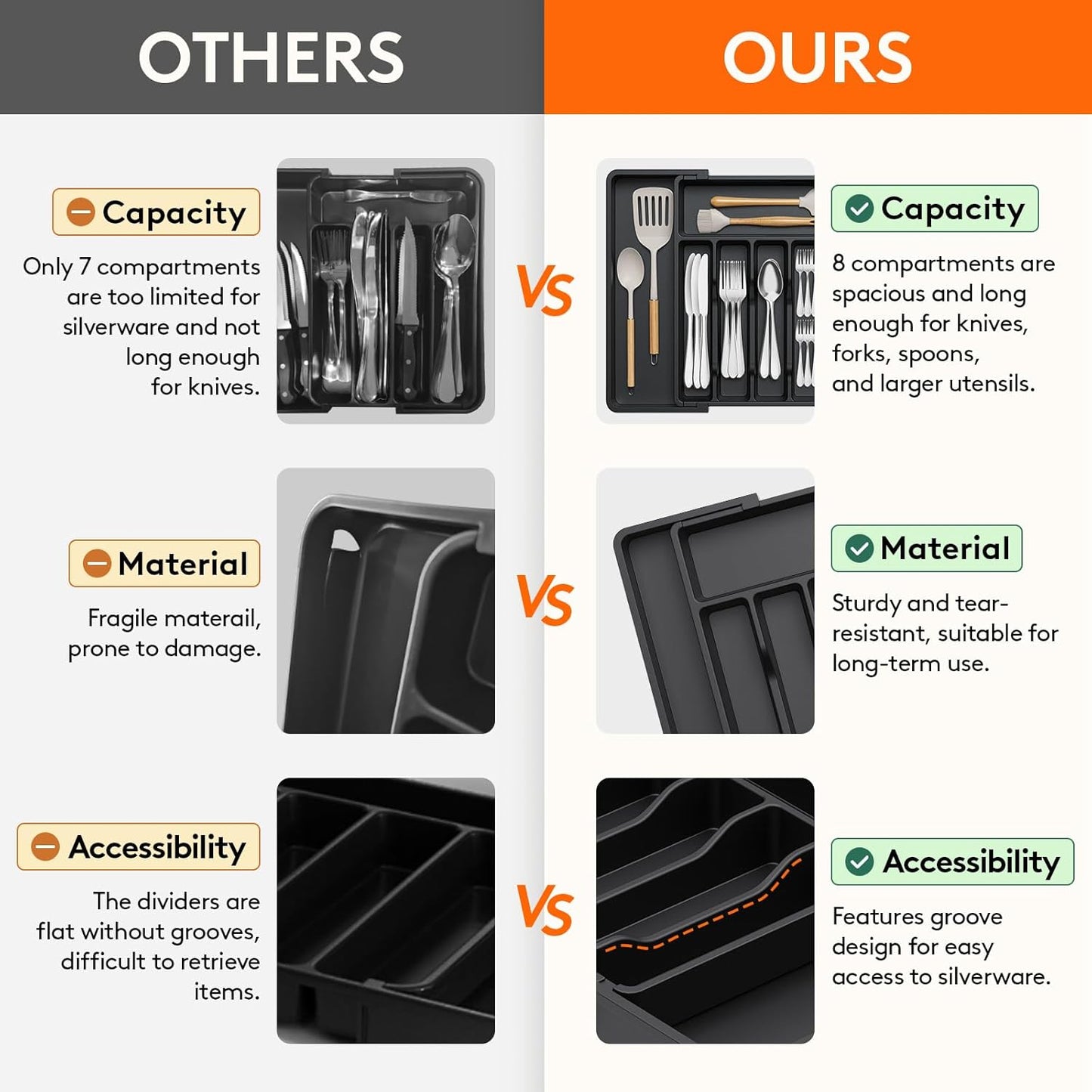 Expandable Kitchen Utensil Drawer Organizer