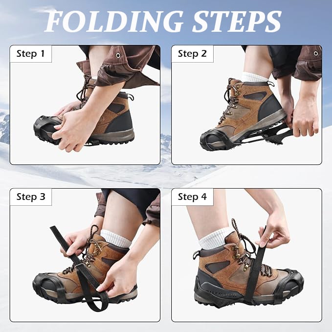 ❄️🛡️ "Invincible" Crampons (11-tooth): Turn any shoes into a snow tank