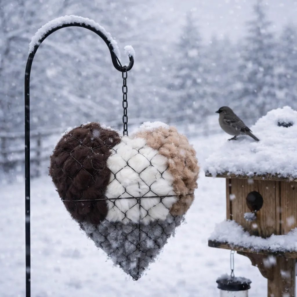 🕊️Handmade Alpaca Fiber Bird Nesting Heart