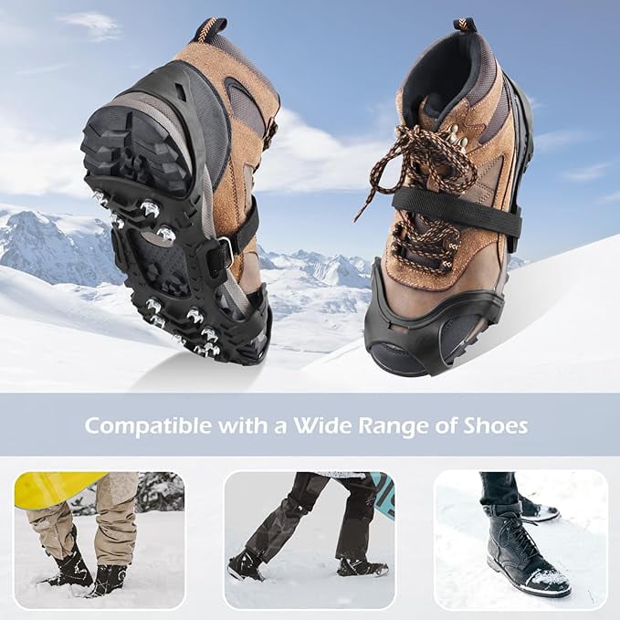 ❄️🛡️ "Invincible" Crampons (11-tooth): Turn any shoes into a snow tank