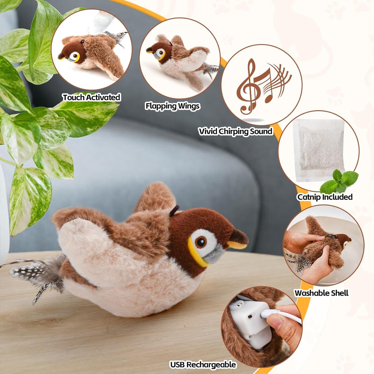🔥Last Day 40% OFF - 🐾Interactive Chirping Bird Cat Toy