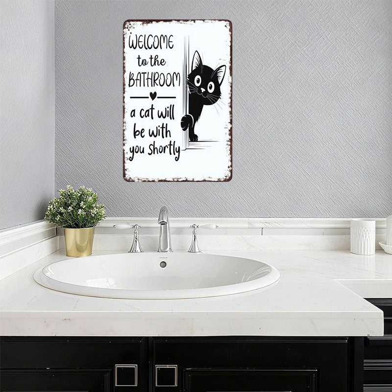 Funny Cat Vintage Wall Sign