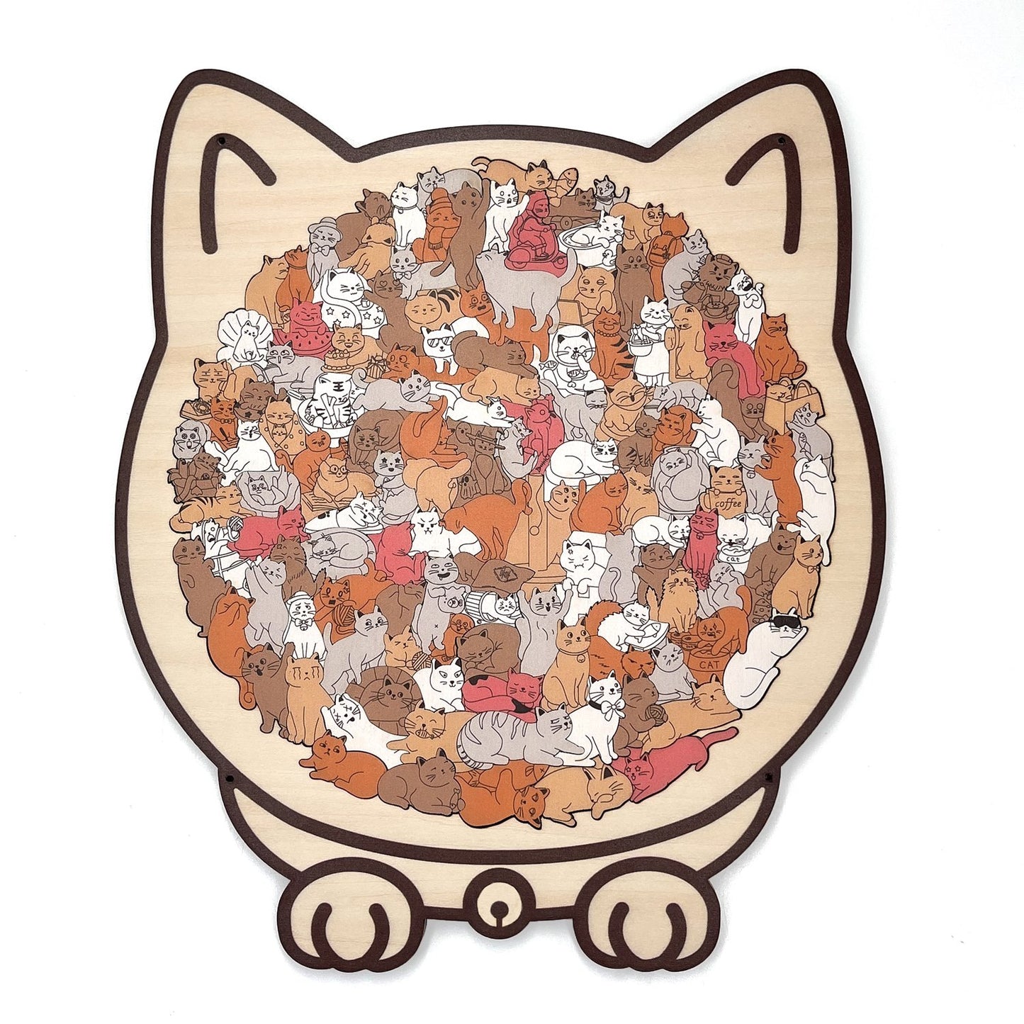 💥135-Piece Morandi-Colored Cat Shaped Wooden Jigsaw Puzzle