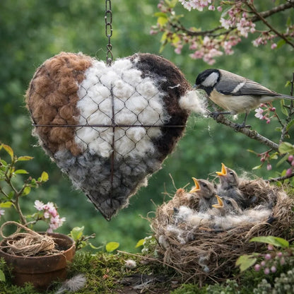 🕊️Handmade Alpaca Fiber Bird Nesting Heart