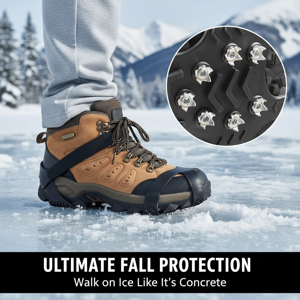 ❄️🛡️ "Invincible" Crampons (11-tooth): Turn any shoes into a snow tank