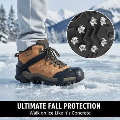 ❄️🛡️ "Invincible" Crampons (11-tooth): Turn any shoes into a snow tank