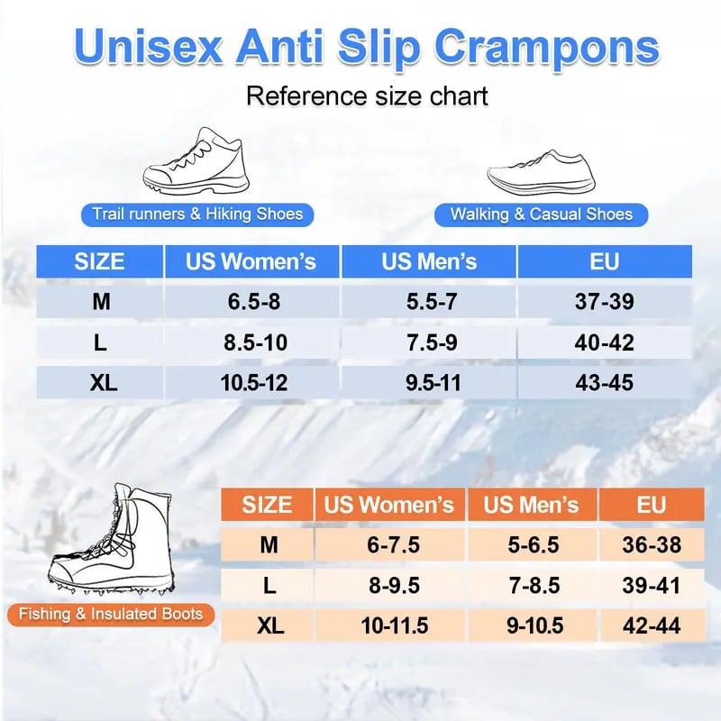 ❄️🛡️ "Invincible" Crampons (11-tooth): Turn any shoes into a snow tank