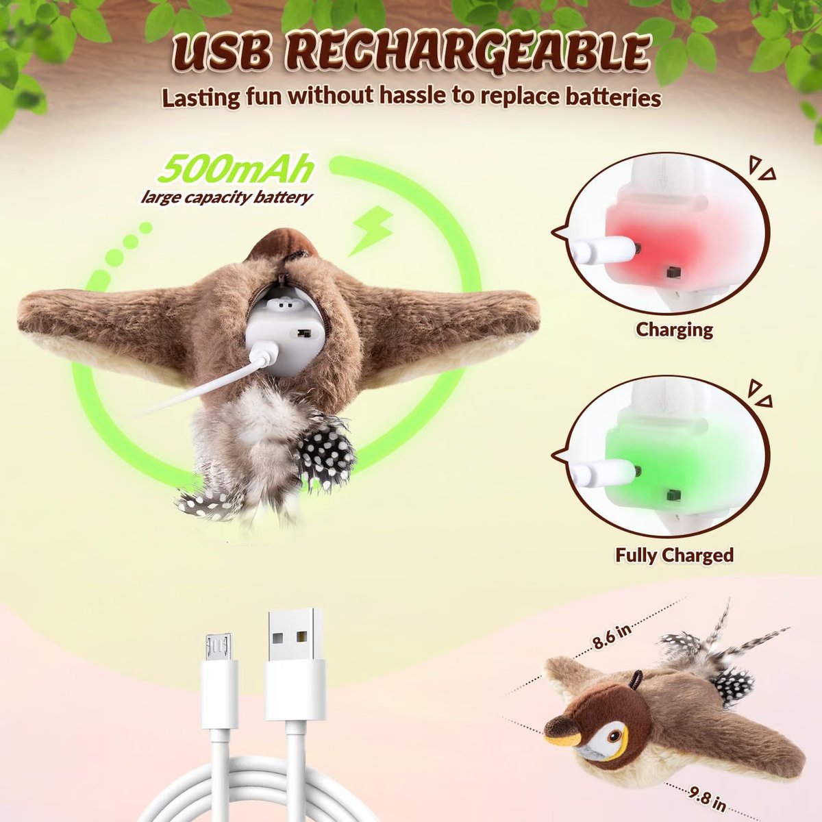 🔥Last Day 40% OFF - 🐾Interactive Chirping Bird Cat Toy