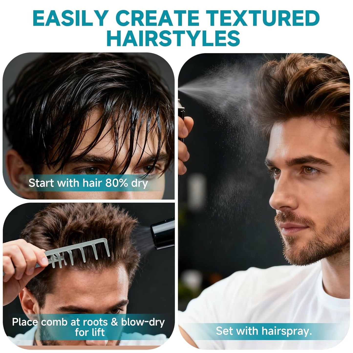 Voluminous Wide-toothed Hair Comb Men's Fluffy Texture