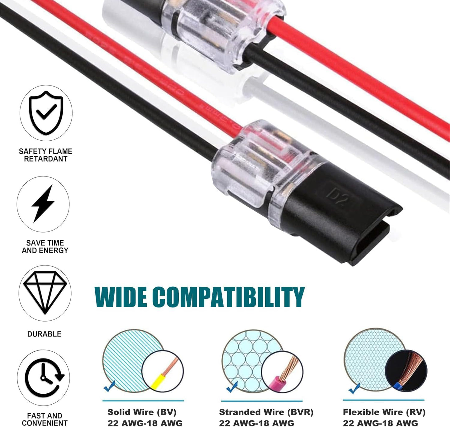 Quick Wiring🔌Double-Wire Plug-in Connector Led Light Strip Connectors 2 Pin