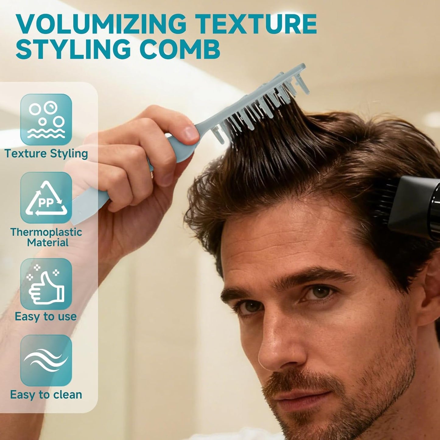 Voluminous Wide-toothed Hair Comb Men's Fluffy Texture