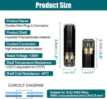 Quick Wiring🔌Double-Wire Plug-in Connector Led Light Strip Connectors 2 Pin