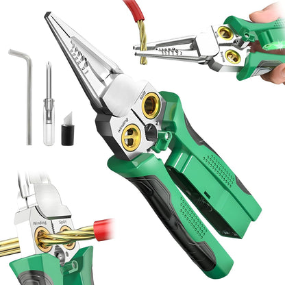"8-in-1 Heavy Duty Wire Stripper Pliers with Voltage Test"