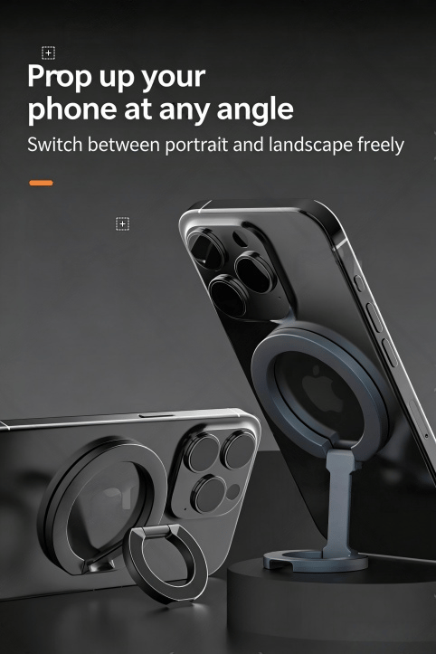 Double-Sided Magnetic Phone Stand Adjustable & Compatible with iPhone 12-17 Series Portable Multi-Scene Use Operable with One Hand Smartphone Cellphone Mount