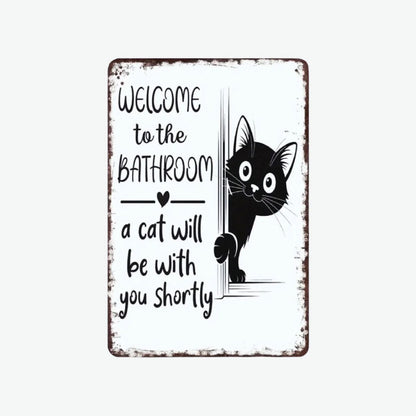 Funny Cat Vintage Wall Sign