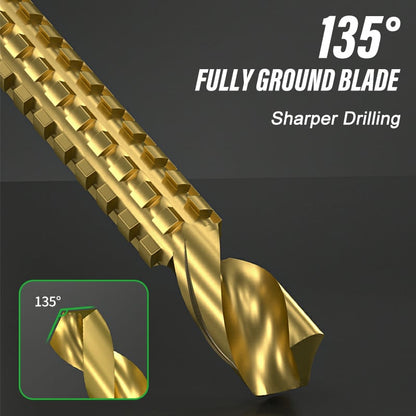 Drill Bit 3-8mm Titanium Coated High-Speed Steel Bit Tool Electric Drill Tools (1 Set 6 PCS)