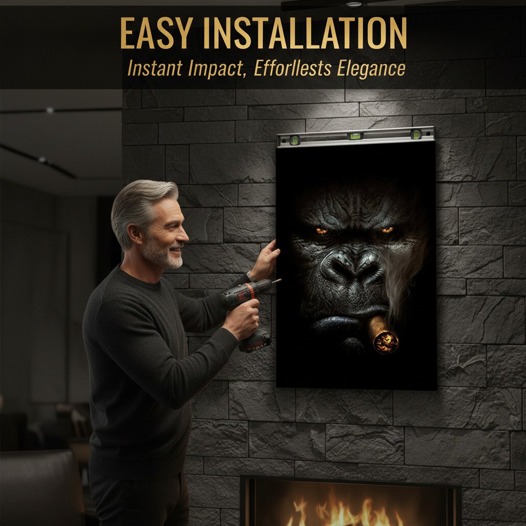 50*70cm Cigar Smoking Gorilla Large Canvas Wall Art