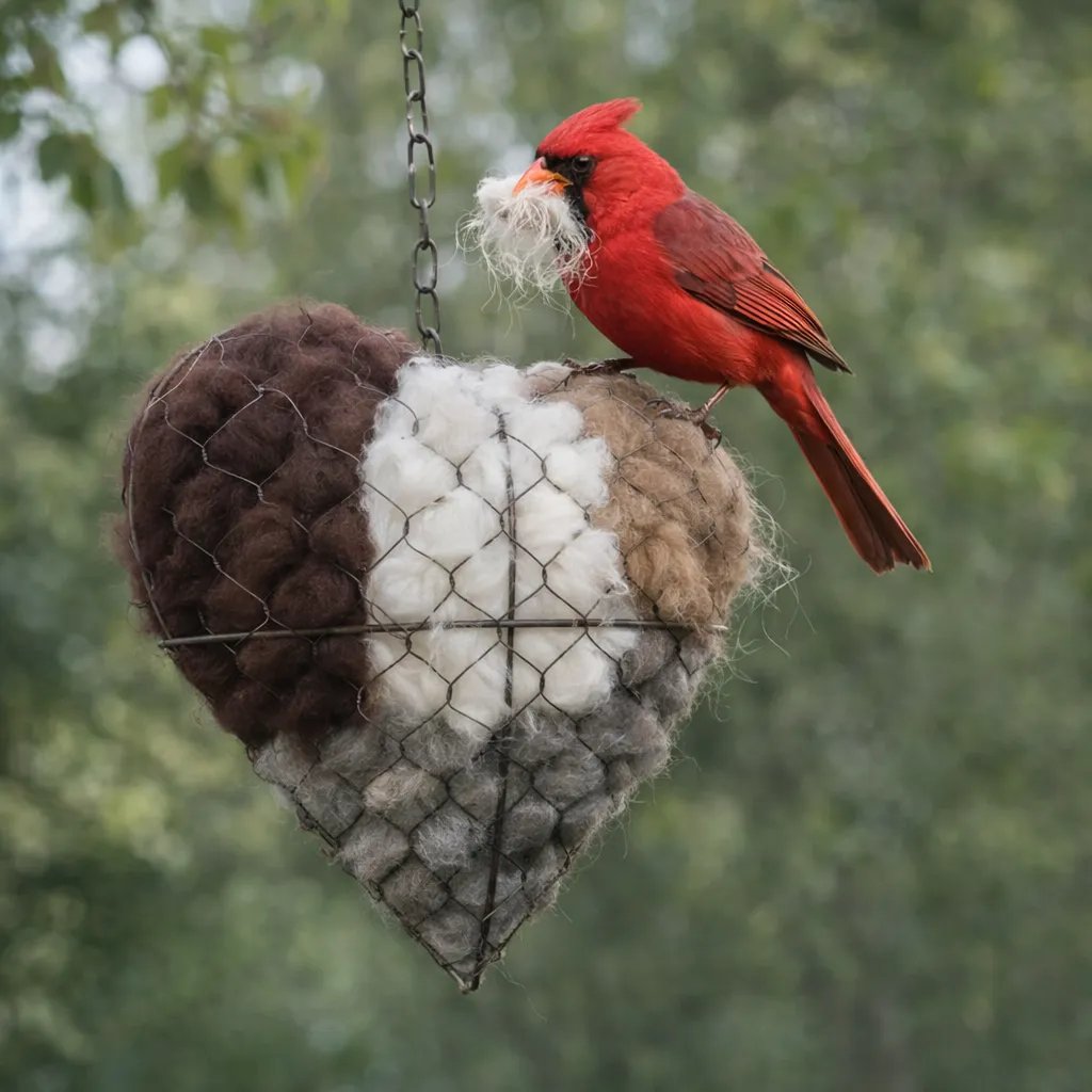 🕊️Handmade Alpaca Fiber Bird Nesting Heart