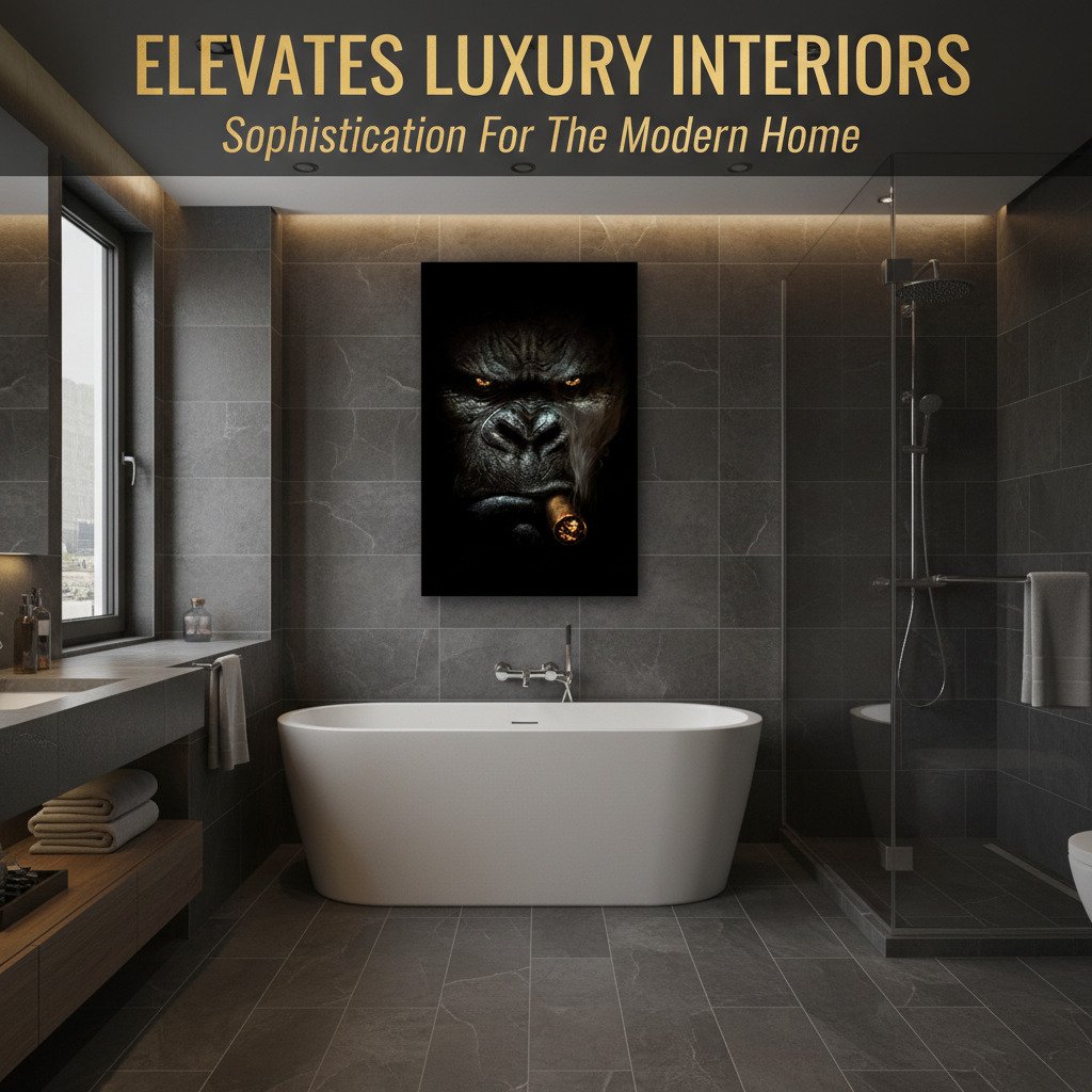 50*70cm Cigar Smoking Gorilla Large Canvas Wall Art