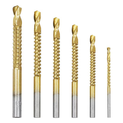 Drill Bit 3-8mm Titanium Coated High-Speed Steel Bit Tool Electric Drill Tools (1 Set 6 PCS)