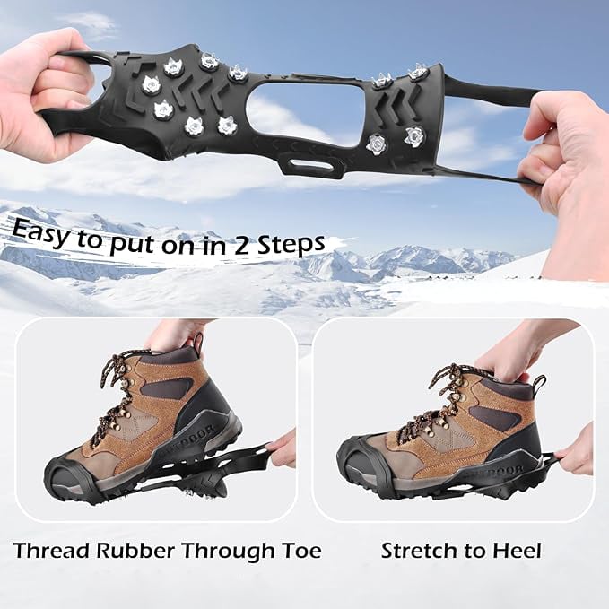 ❄️🛡️ "Invincible" Crampons (11-tooth): Turn any shoes into a snow tank