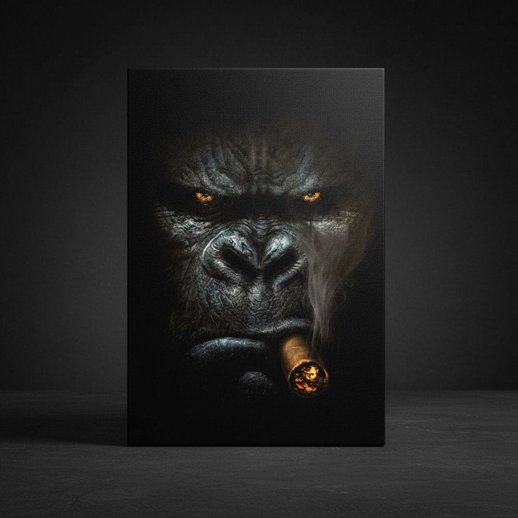 50*70cm Cigar Smoking Gorilla Large Canvas Wall Art