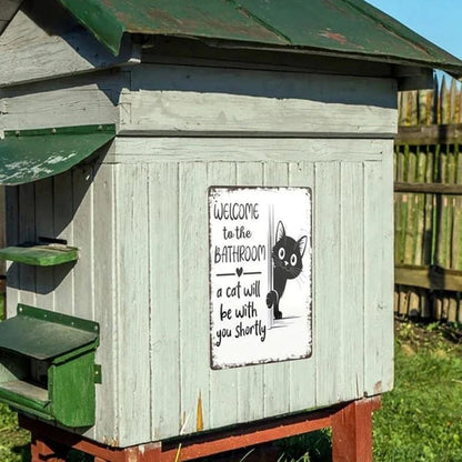 ⏳LAST DAY SALE 49% OFF🔥Vintage Highland Cow Aluminum Sign: Funny "Are You Pooping?" Black and White Bathroom Wall Decor