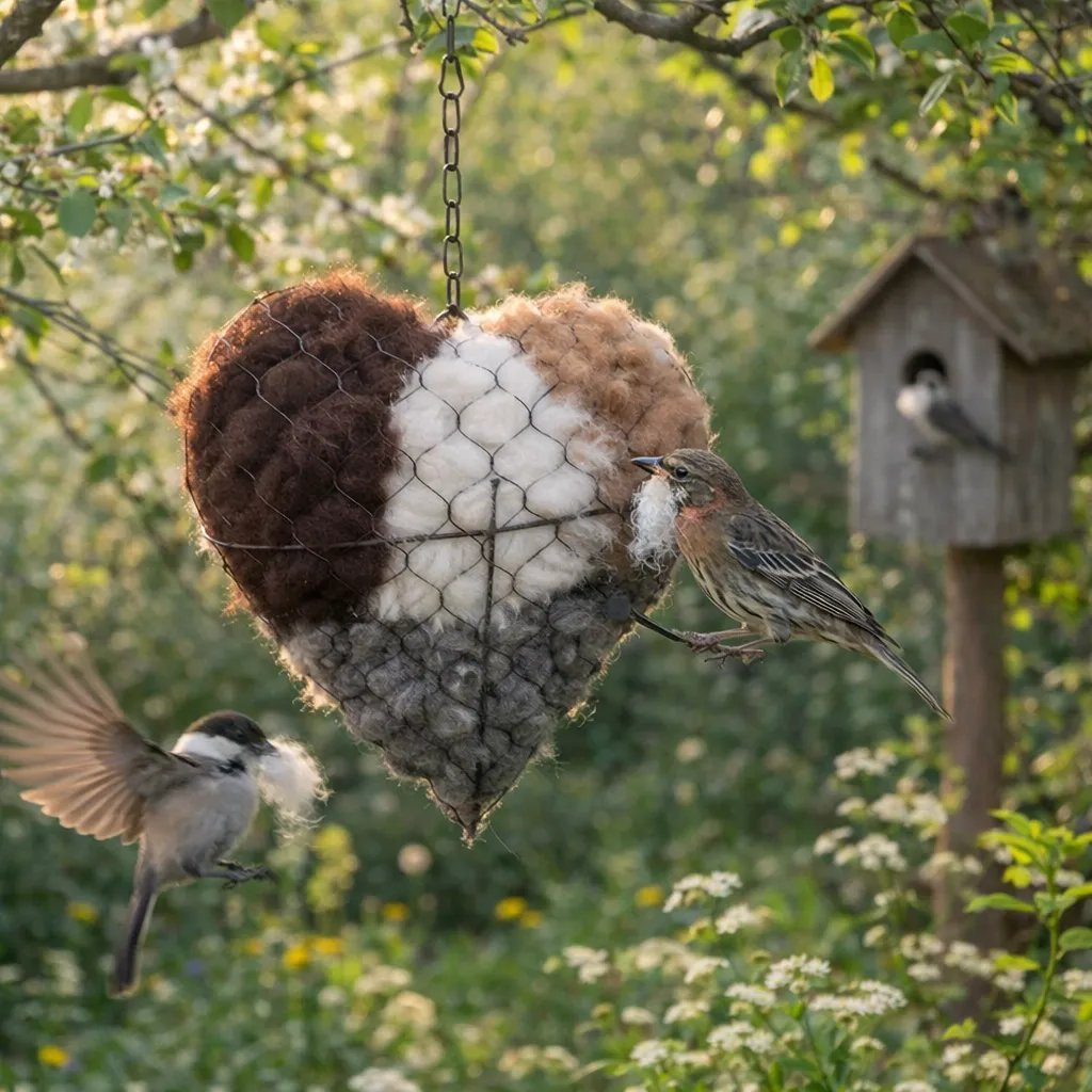🕊️Handmade Alpaca Fiber Bird Nesting Heart
