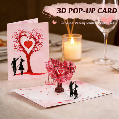 3D Pop-Up Anniversary Card - Romantic Love Tree & Hearts Design💌