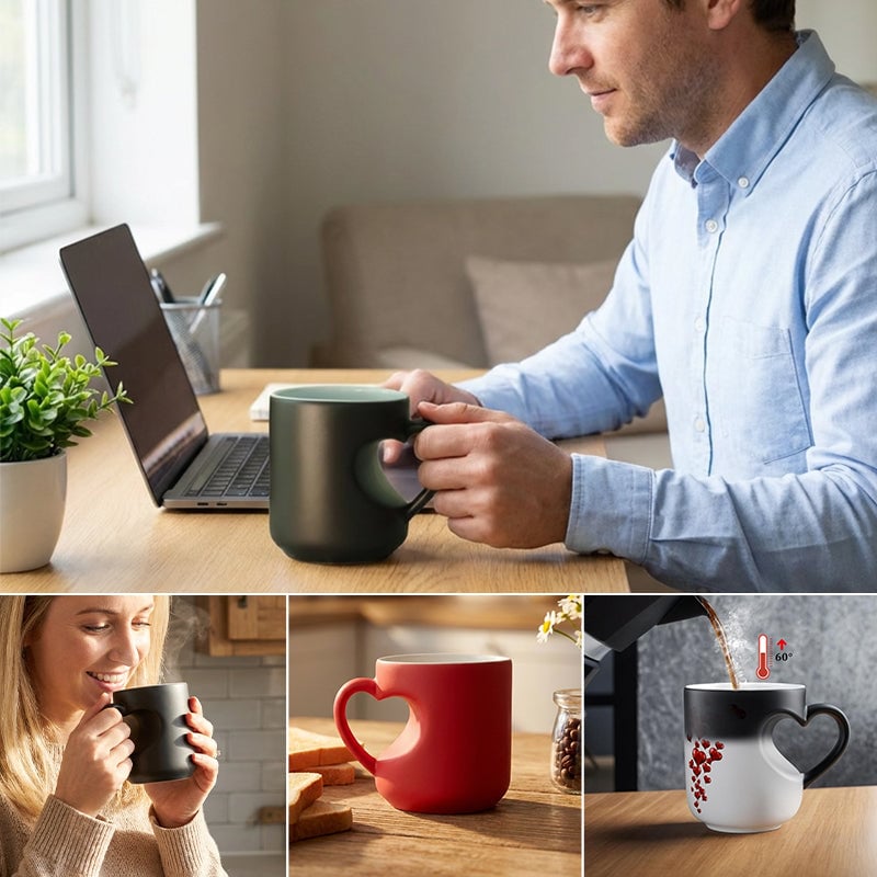 💖Heart-shaped Color-changing Ceramic Mug