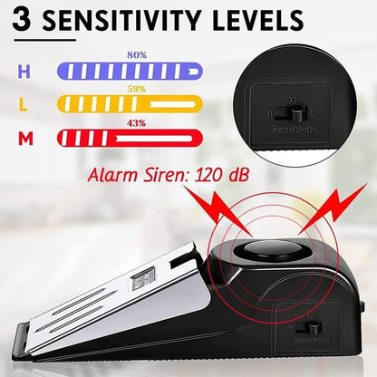 🔥New Year Picks 49% OFF🚨Home Security Door Stopper Alarm - Easy to Install No Tools Needed, 3 Sensitivity Modes, 120DB Loud Anti-Theft Alarm
